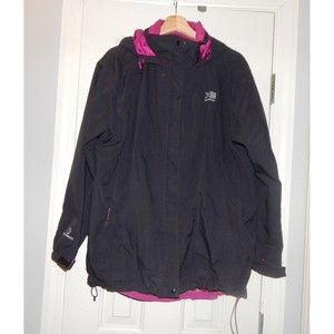 Karrimor Jacket Women's UK 16 Black Fuchsia Rain Coat Hooded Weathertite